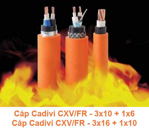 Cáp Chống Cháy CADIVI CXV/FR 3x10 + 1x6mm2, CXV/FR 3x16 + 1x10mm2 0.6/1kV