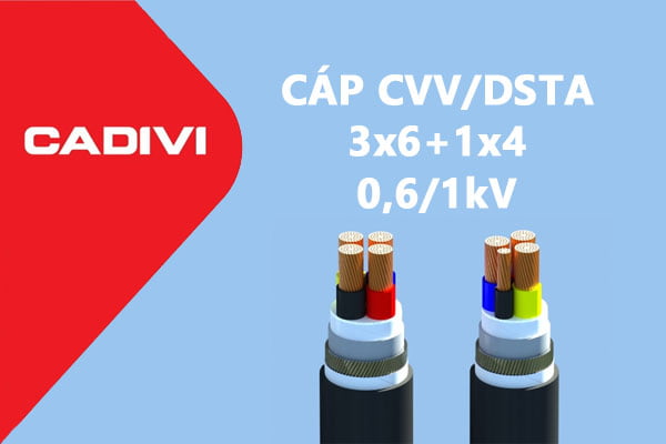 Cáp Ngầm Hạ Thế CVV/DSTA 3x6+1x4 (3x7/1.04+1x7/0.85) - 0,6/1 kV - Giáp Băng Thép