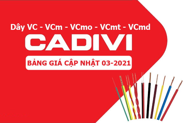 Bảng Giá: Dây Cáp Điện CADIVI Bọc Nhựa PVC [Cập Nhật 3/2021]
