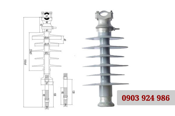 Cấu tạo sứ đứng polymer 35kV - 24kV