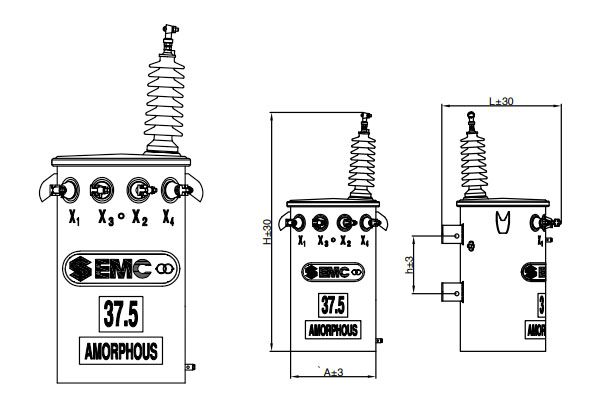 Bản vẽ máy biến áp Amorphous EMC 37,5kVA