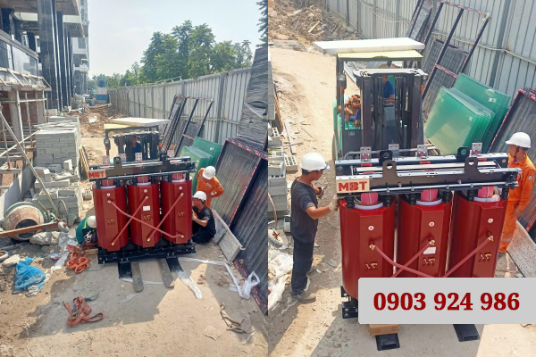 Giao hàng máy biến áp (MBA) MBT tận chân công trình thi công
