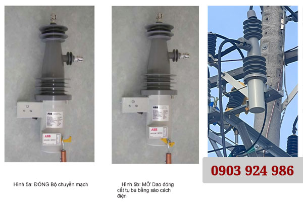 Vị trí đóng cắt bằng sao trên dao cắt tụ PS25 ABB